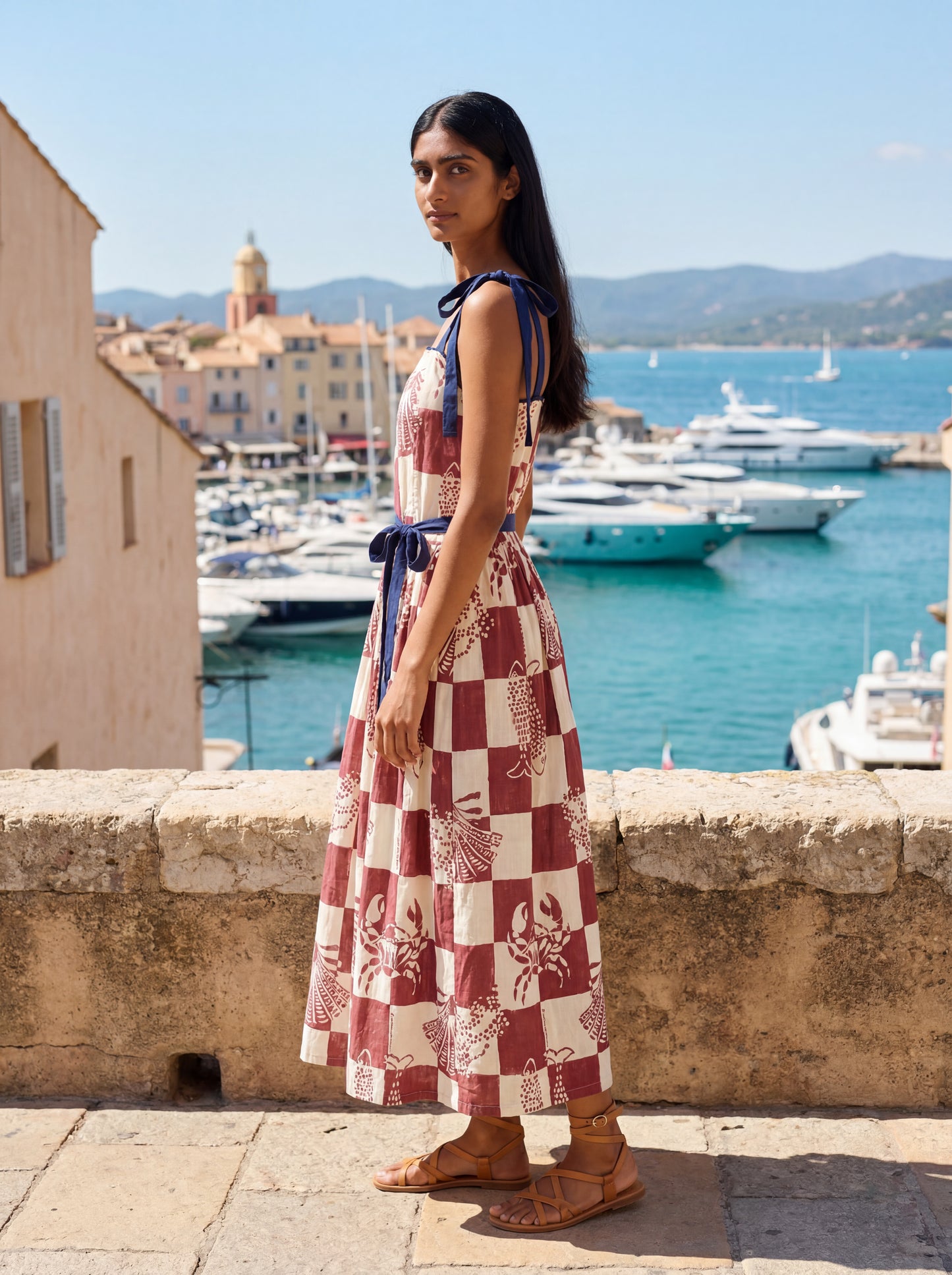 VENICE STRAP DRESS NAUTICAL RED