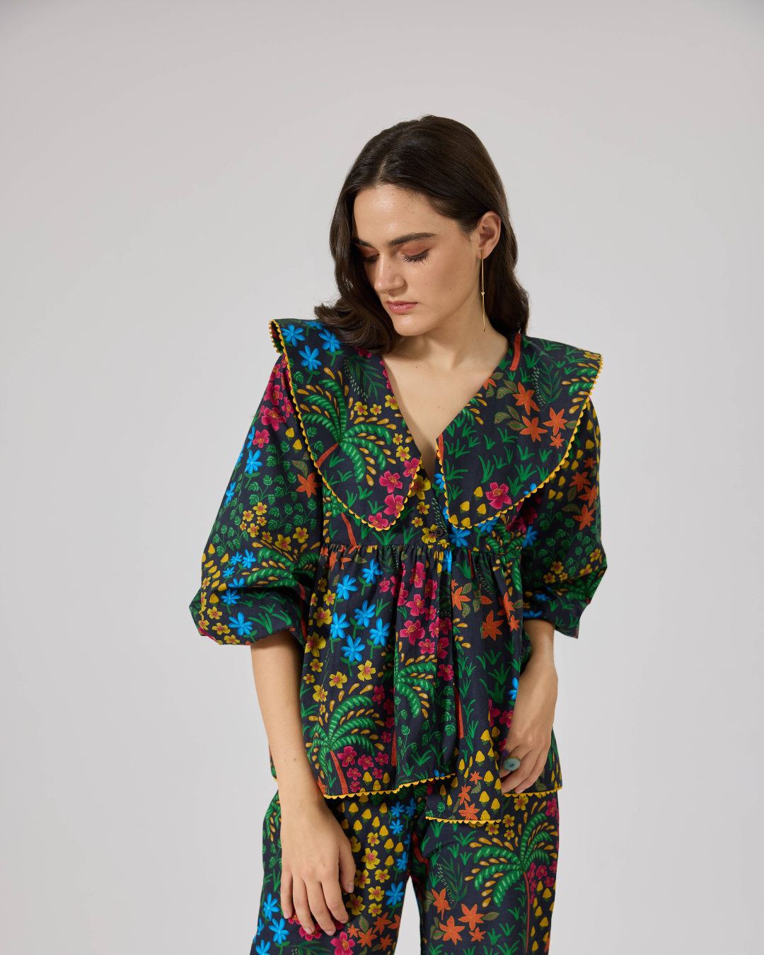 FLORILEGIA WRAP TOP FLORIDO BLACK