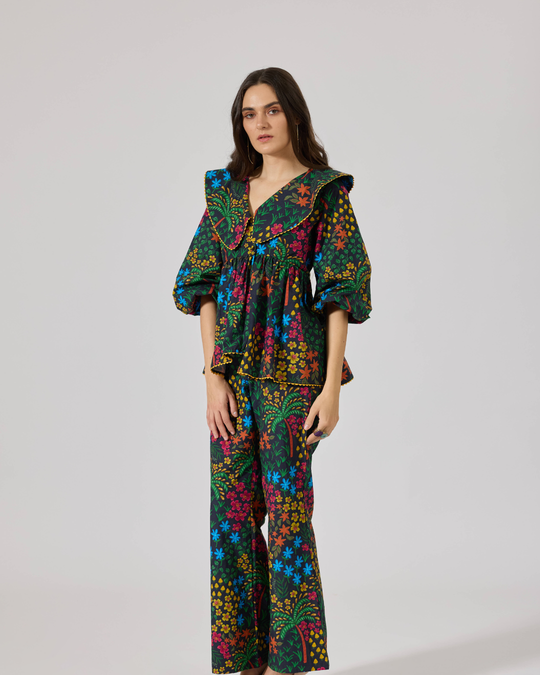 FLORILEGIA WRAP TOP FLORIDO BLACK