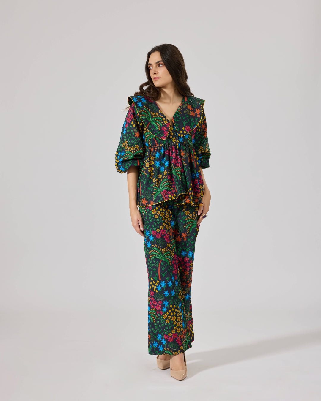 FLEUR TROUSERS FLORIDO BLACK