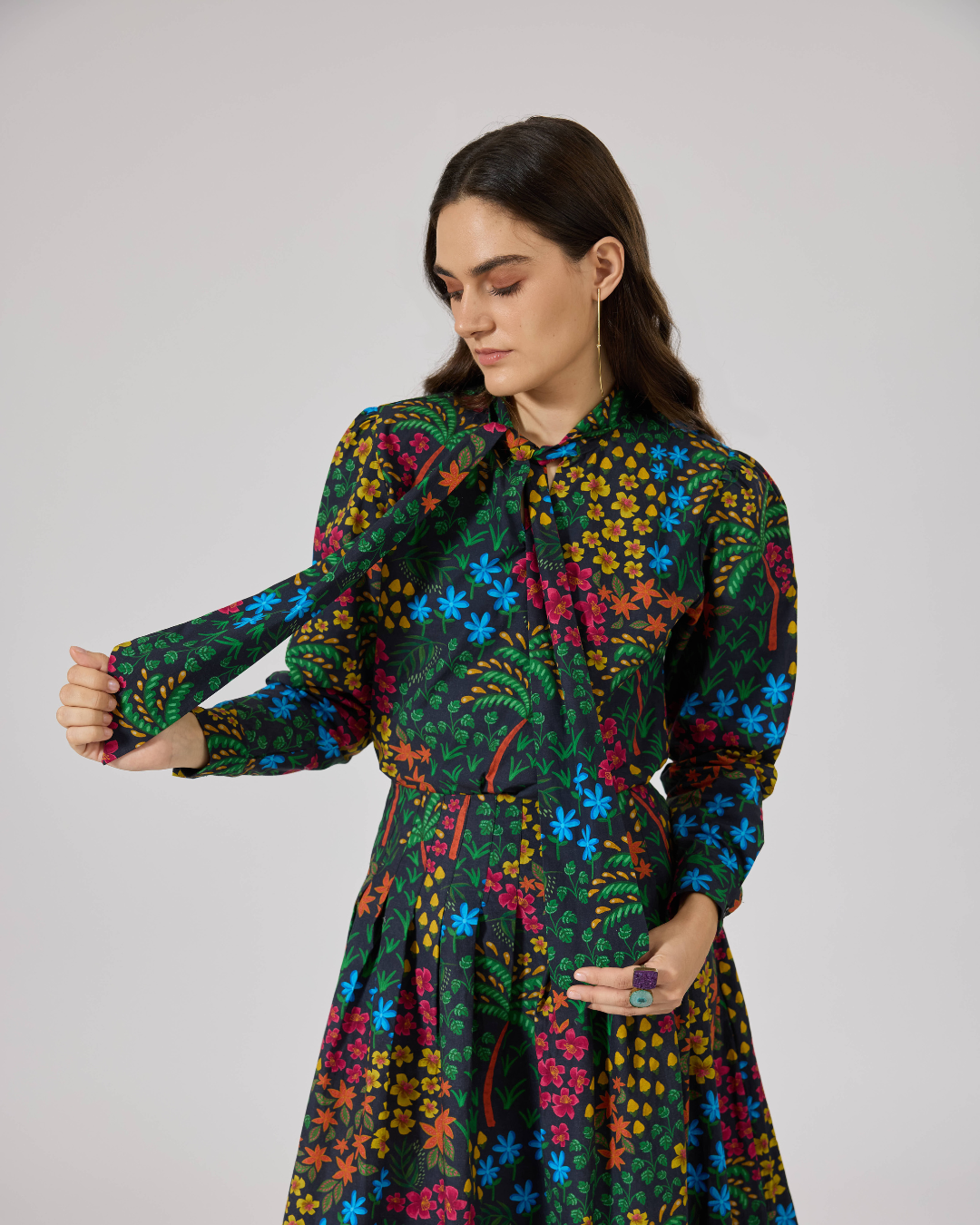 DAHLIA TOP FLORIDO BLACK