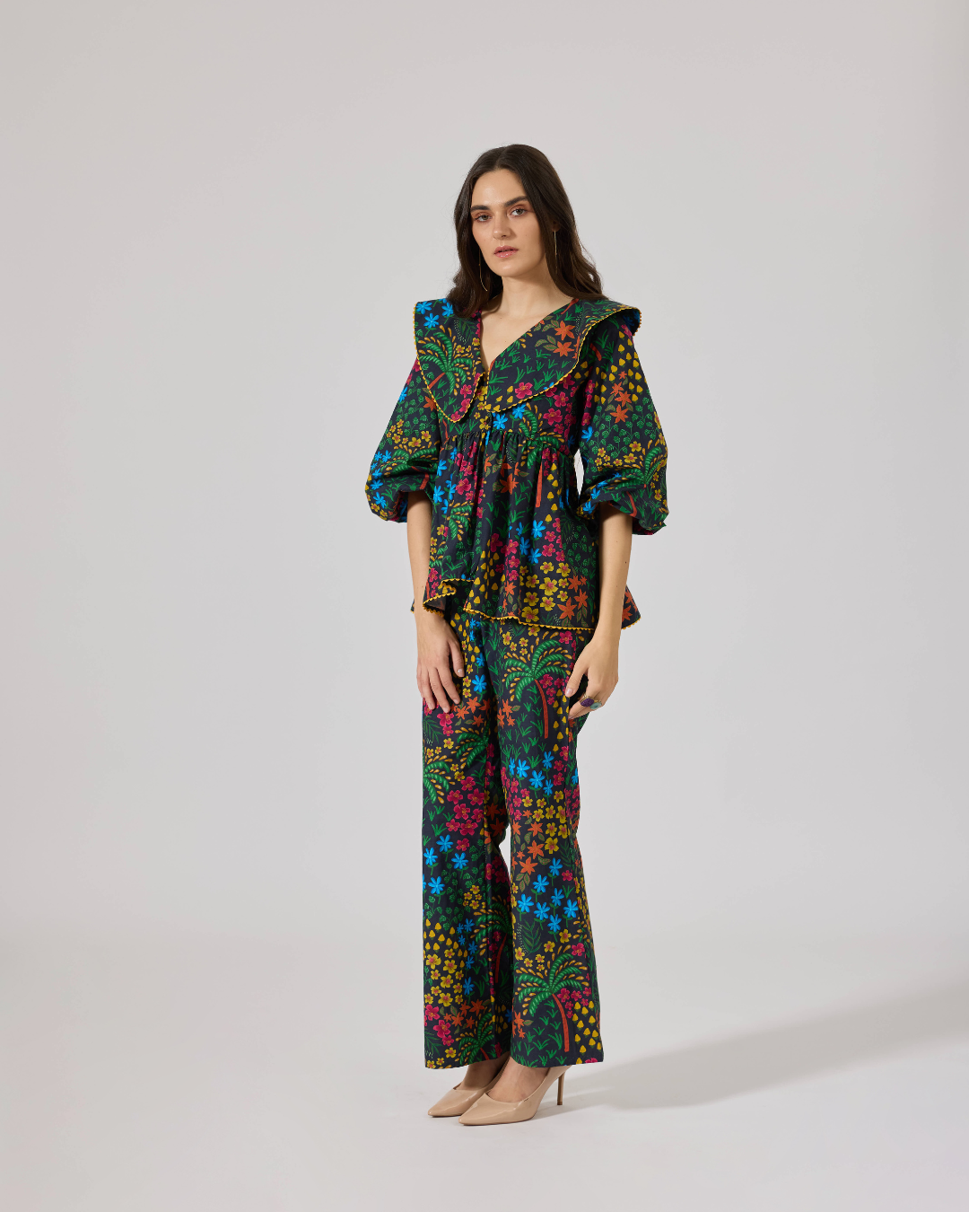 FLORILEGIA WRAP TOP FLORIDO BLACK