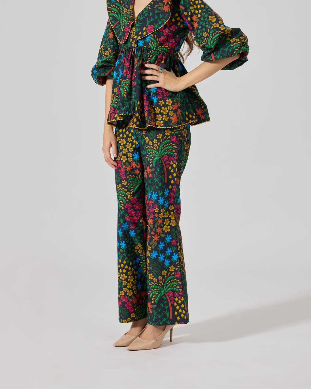 FLEUR TROUSERS FLORIDO BLACK