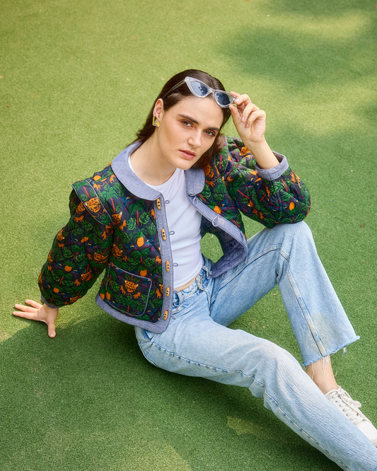 JAIPUR QUILTED JACKET BRO TROPICAL BLACK