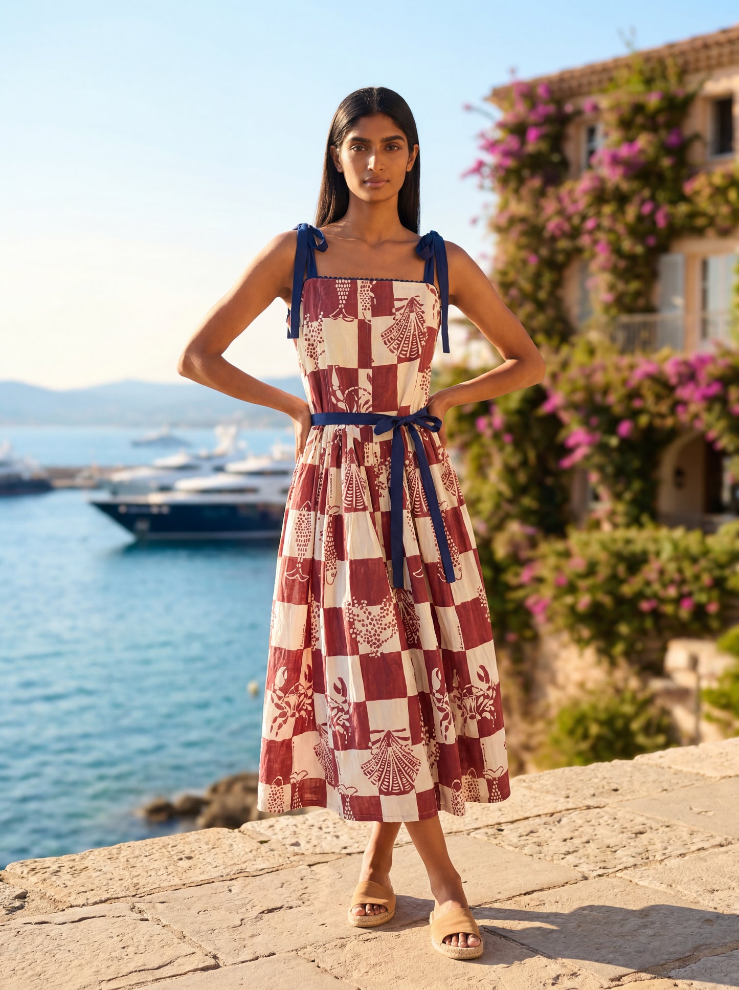 VENICE STRAP DRESS NAUTICAL RED