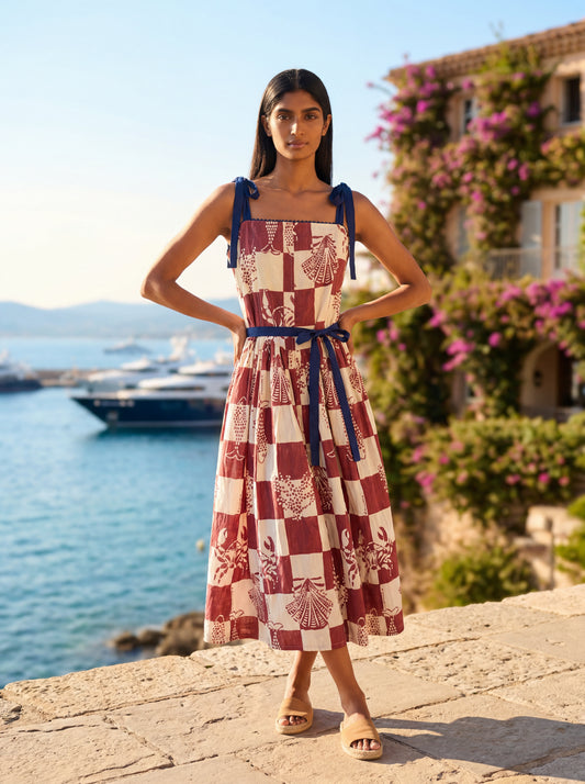 VENICE STRAP DRESS NAUTICAL RED
