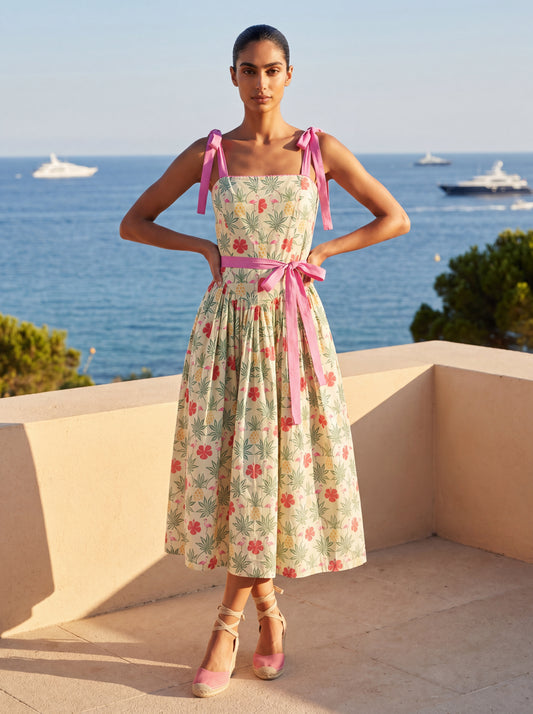 VENICE STRAP DRESS FLAMINGO